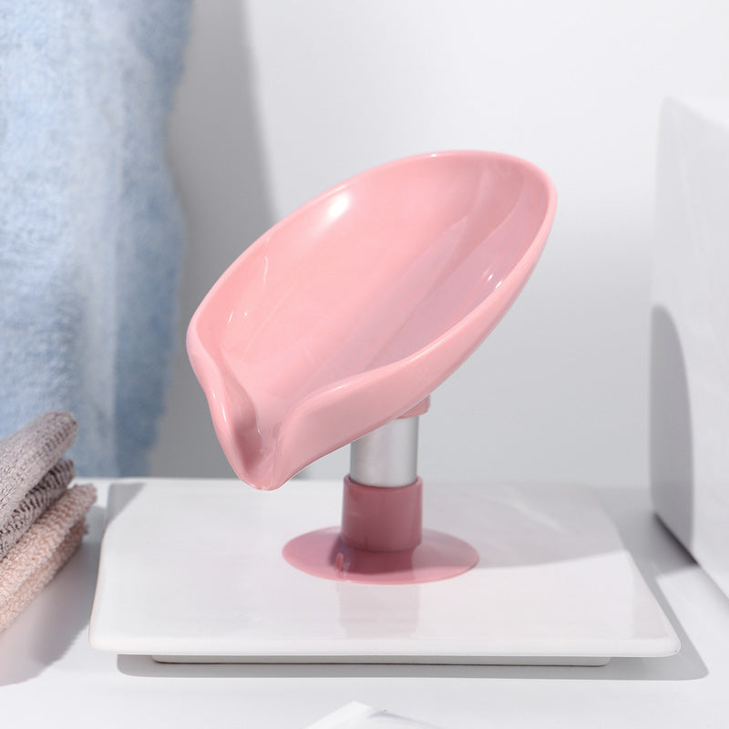 Leaf Shaped Soap Holder with Suction Cup for Bathroom Soap Dishes