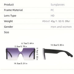 Y2K Rimless Sunglasses Large Square Gradient Sun Shades UV400