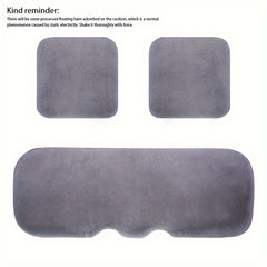 3pcs Grey Plush Car Cushion Winter Supplies Thickened Plush Auto Cushion