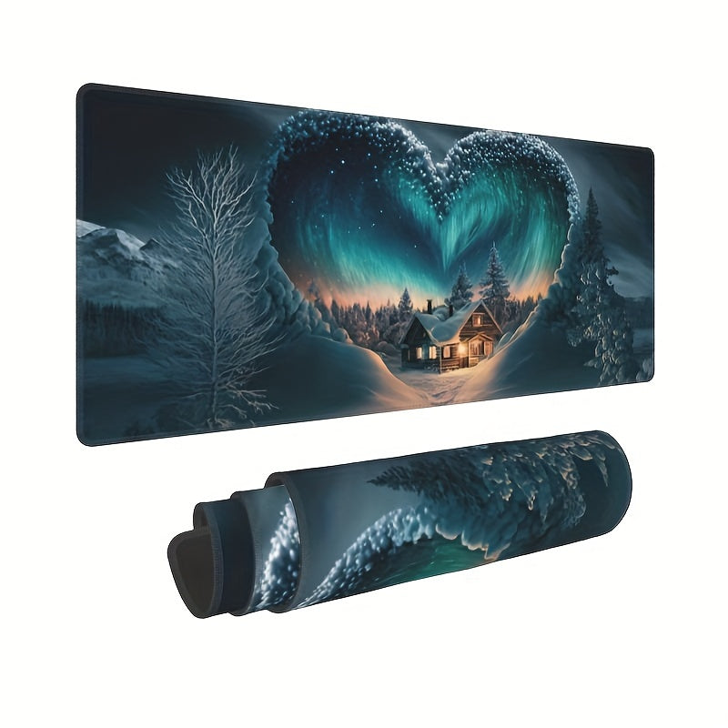 Northern Lights Love Extended Mouse Pad Non-Slip Base