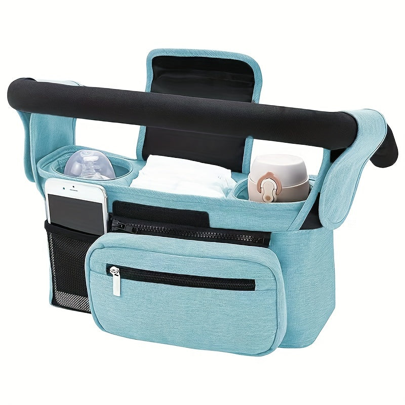 Baby Stroller Manager with Non-Slip Strap, Insulated Cup Holder, Phone Bag