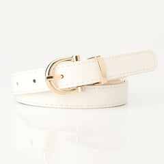 Stylish Leather Belt with Golden Metal Buckle for Women