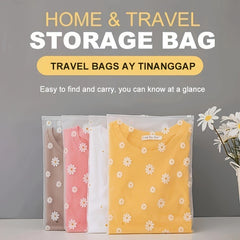 5pcs Daisy Flower Print Storage Bag Zipper Clothes Sorting Travel Organizer