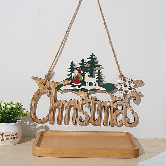 Wooden Painted Christmas Tree Pendant Decoration