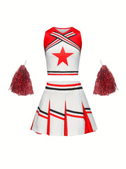 Girls Star Graphic Cheerleading Suit For Party Performance Sports Gift
