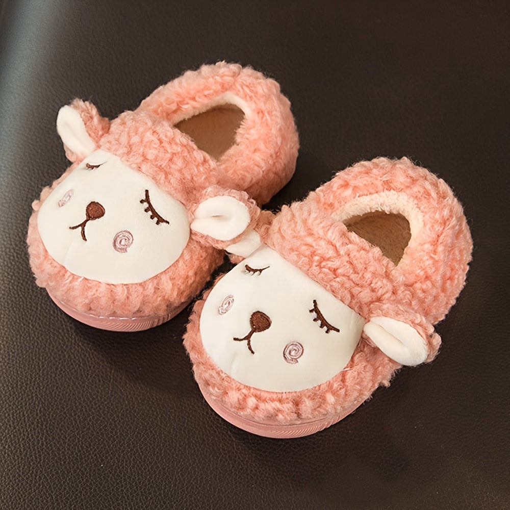 Boys Cartoon Slip On Furry House Shoes - Non Slip Soft Bottom Walking Shoes
