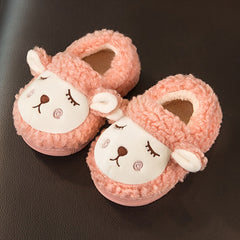 Boys Cartoon Slip On Furry House Shoes - Non Slip Soft Bottom Walking Shoes