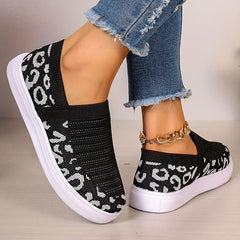 Leopard Print Comfort Walking Shoes Slip on Outdoor Casual Sneakers