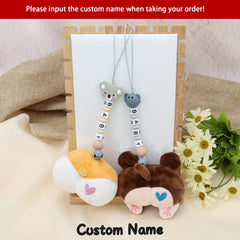 Customized Plush Toy Pacifier Holder Leash For Baby