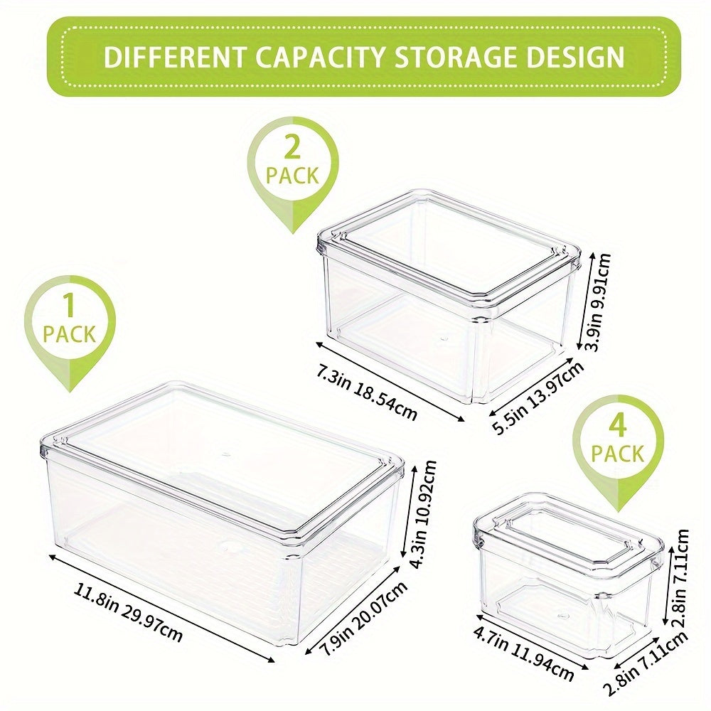 Clear Plastic Refrigerator Storage Box with Lid - Space Saving Organizer