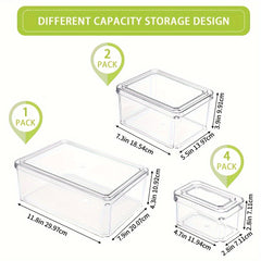Clear Plastic Refrigerator Storage Box with Lid - Space Saving Organizer