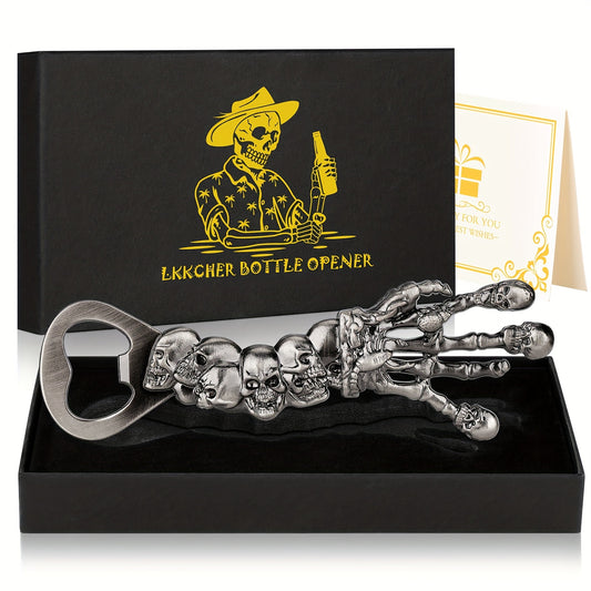Zinc Skull Hand Beer Bottle Opener for Men Dad Husband Collector Skeleton Fan B