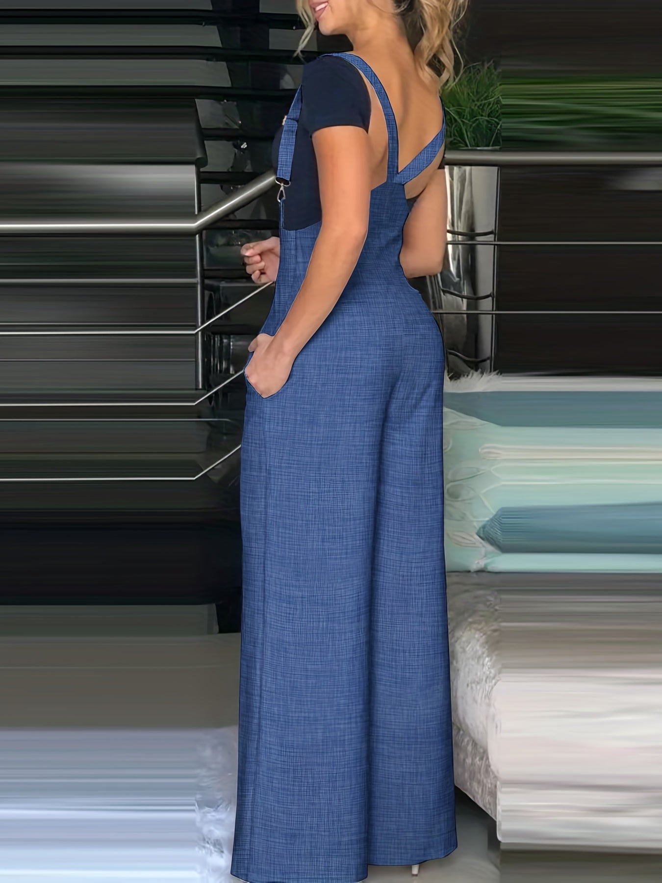 Casual Wide Leg Zipper Overall Jumpsuit