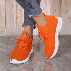 Women's Breathable Mesh Platform Sneakers Casual Lace Up Outdoor Shoes