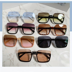 Square Semi Rimless Sunglasses Retro Gradient UV400 Sun Shades