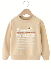 Kid's Sweatshirt 5 THINGS YOU SHOULD KNOW Print Long Sleeve Top