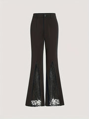  Women's Lace Button Fly Flare Leg Trousers