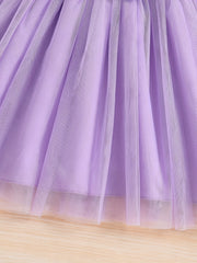 Girls' Leopard Stitching Mesh Tutu Dress for Spring