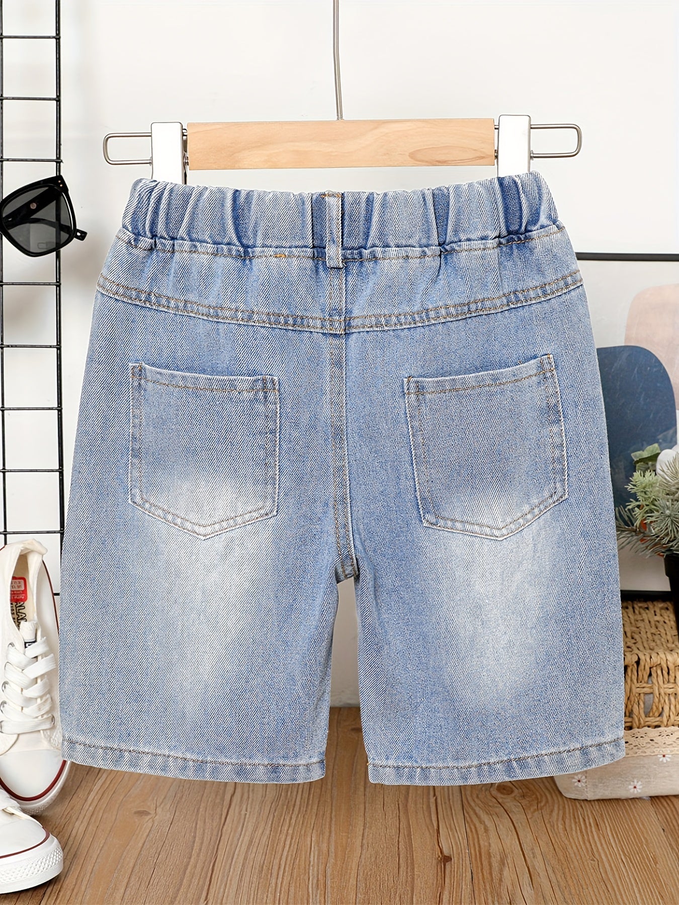 Boys Ripped Short Jeans Non Elastic Casual Short Pants Kids Clothes