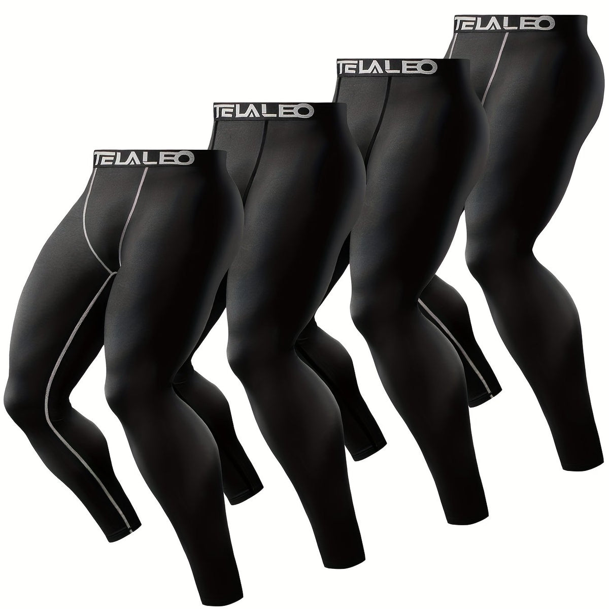 4Pcs Men's Sports Leggings High Stretch Compression Pants