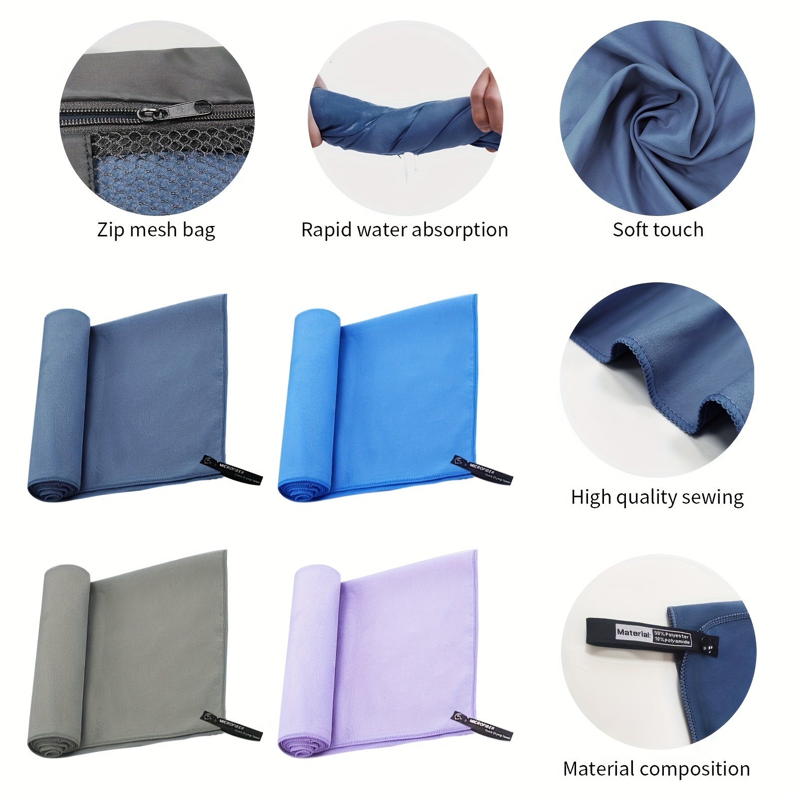 Microfiber Towel With Mesh Bag - Outdoor Sports & Travel Beach Towel