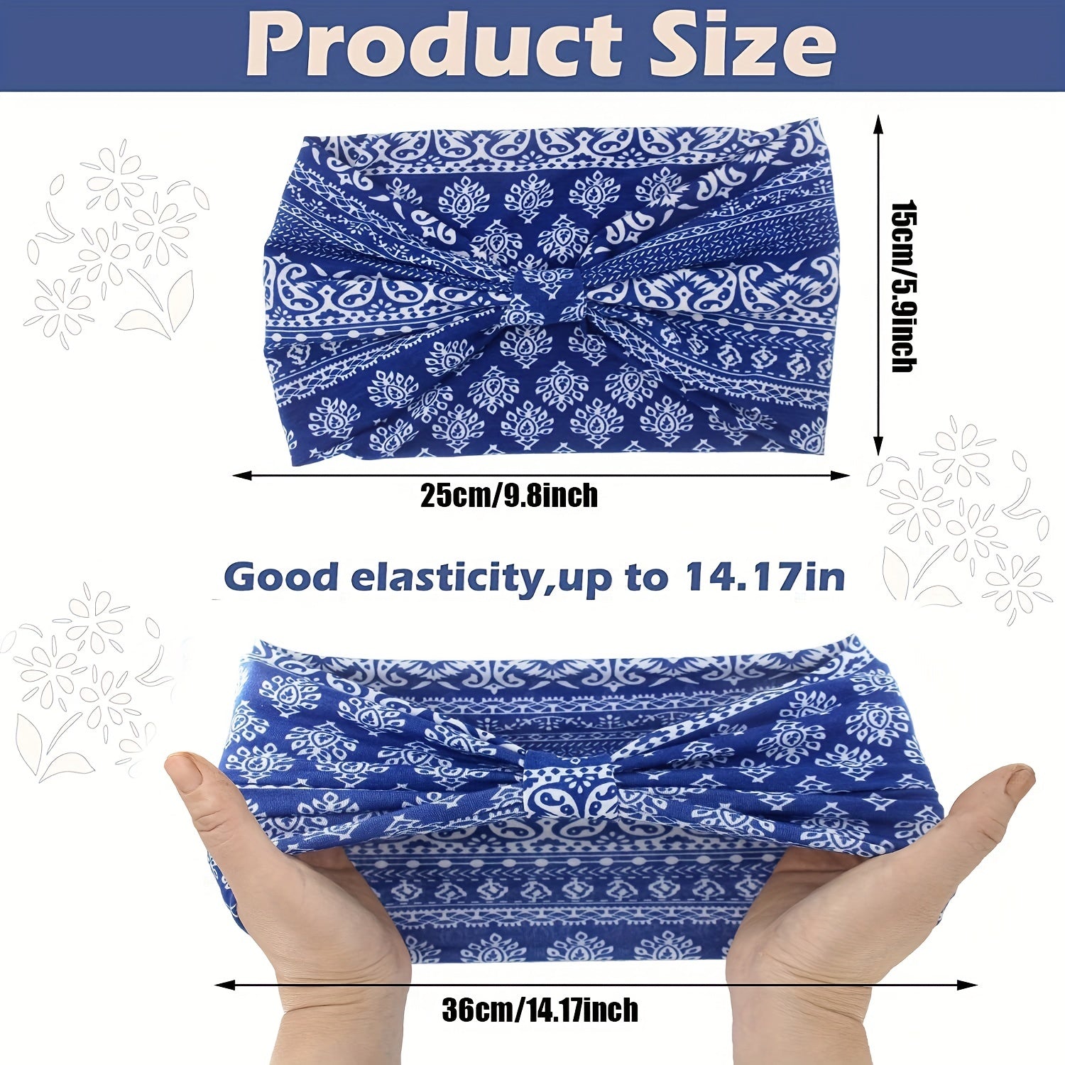 4pcs Boho Paisley Print Headband Stretchy Headdress Criss Cross Hair Band