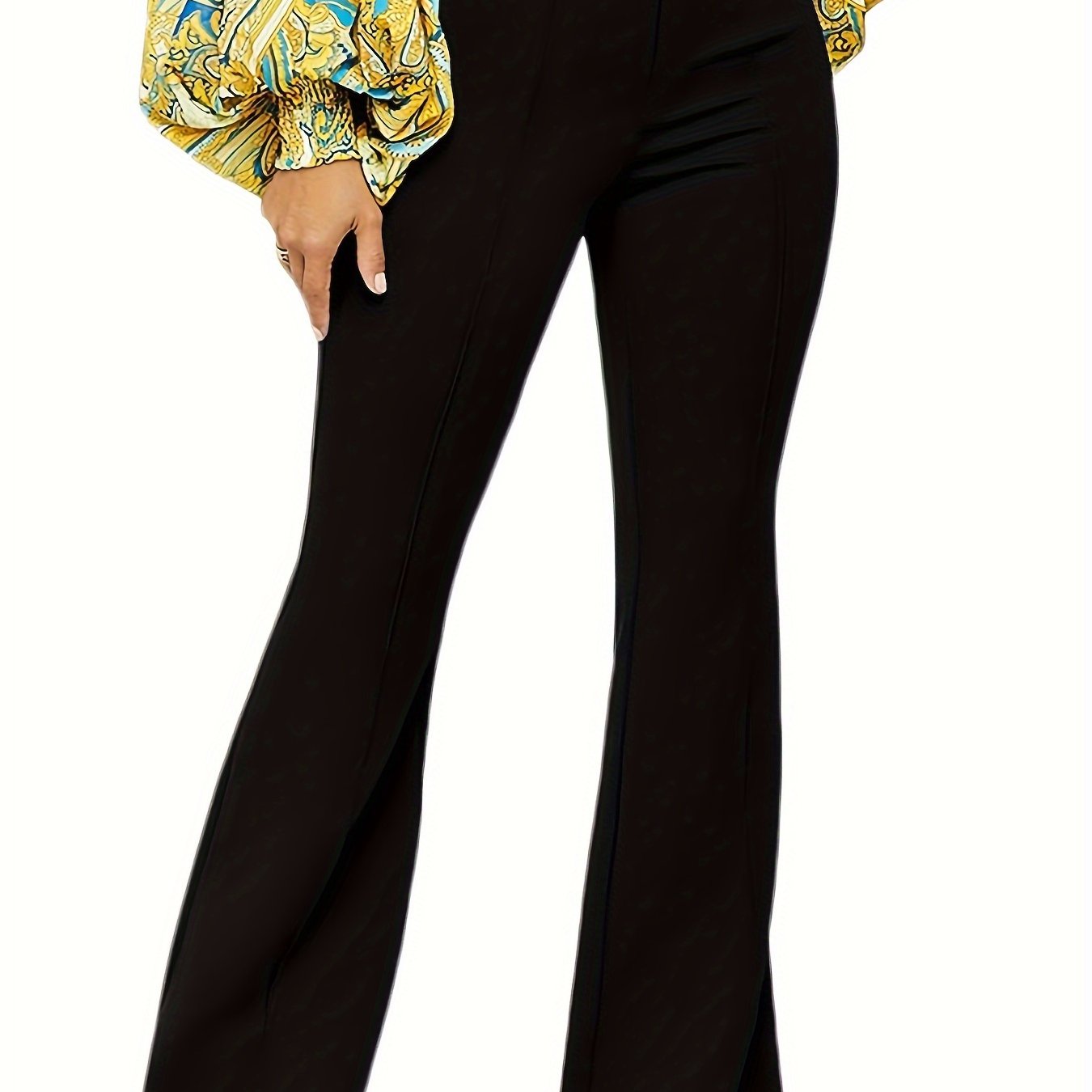  High Waist Flared Leg Stretch Trousers