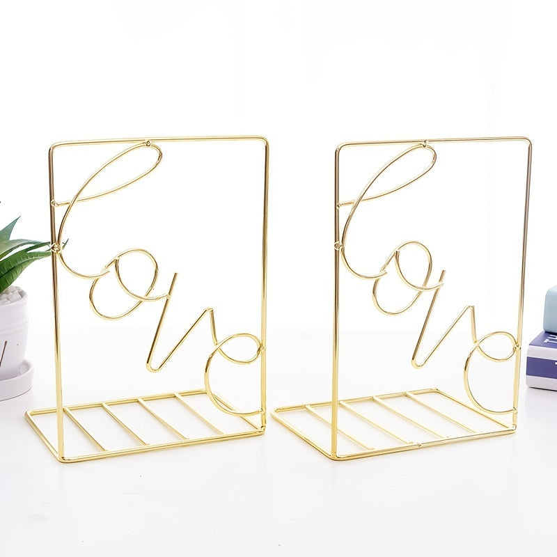Rose Golden Love Shaped Book Stand Book Organizer