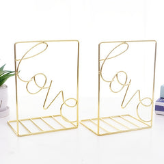 Rose Golden Love Shaped Book Stand Book Organizer