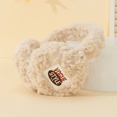 Unisex Plush Earmuffs English Print Contrast Foldable Skiing Vacation Winter