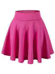 Kpop Solid High Waist Skater Skirts Casual Pleated Comfy Mini Skirts