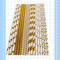 25pcs Random Party Straws Hot Stamped Paper Straws Decor