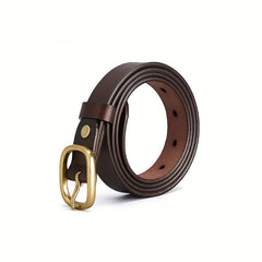  Leather Belt Copper Buckle Solid Belt Unisex Jeans Pants Belt