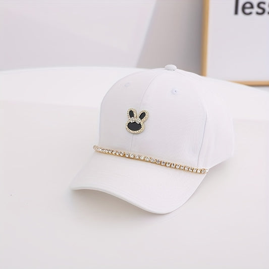 Kids Sunshade Casual Baseball Cap with Artificial Diamond