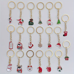 20pcs Christmas Keychain Metal Key Ring Purse Bag Charm Decoration Party Favors
