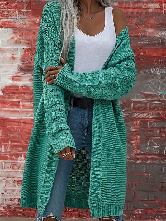  Solid Long Sleeve Stretch Cardigan