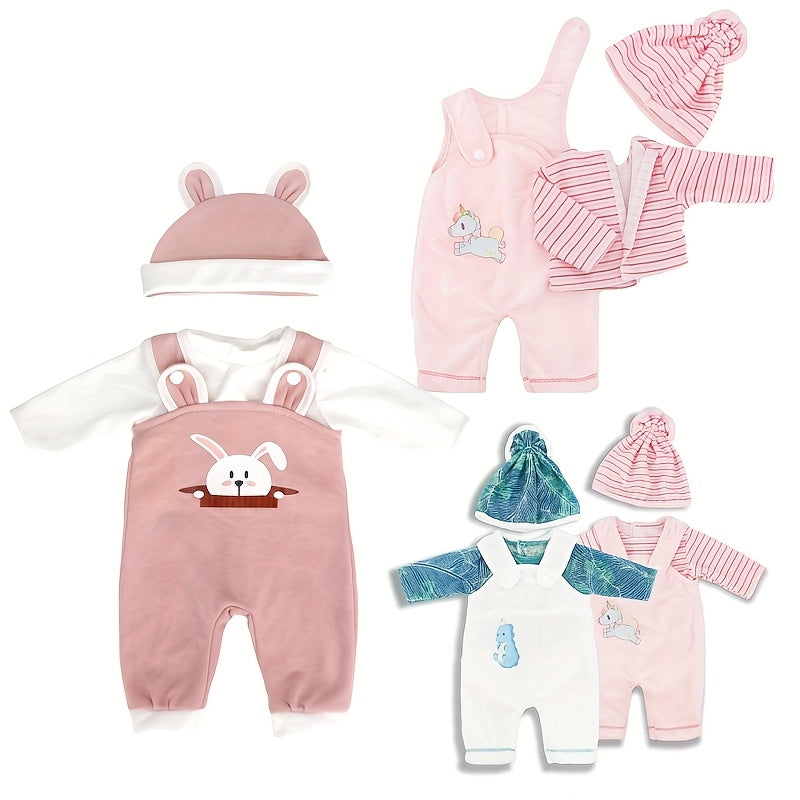 3pcs Outfit Set for 17-18 Inch Dolls: Bear Hat, Pants, Cozy Winter Outfits