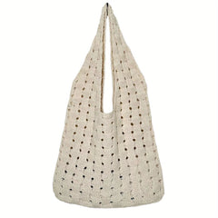 Solid Knitted Shoulder Bag Portable Shopping Bag