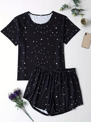  Star Print Tee & Shorts Pajama Set