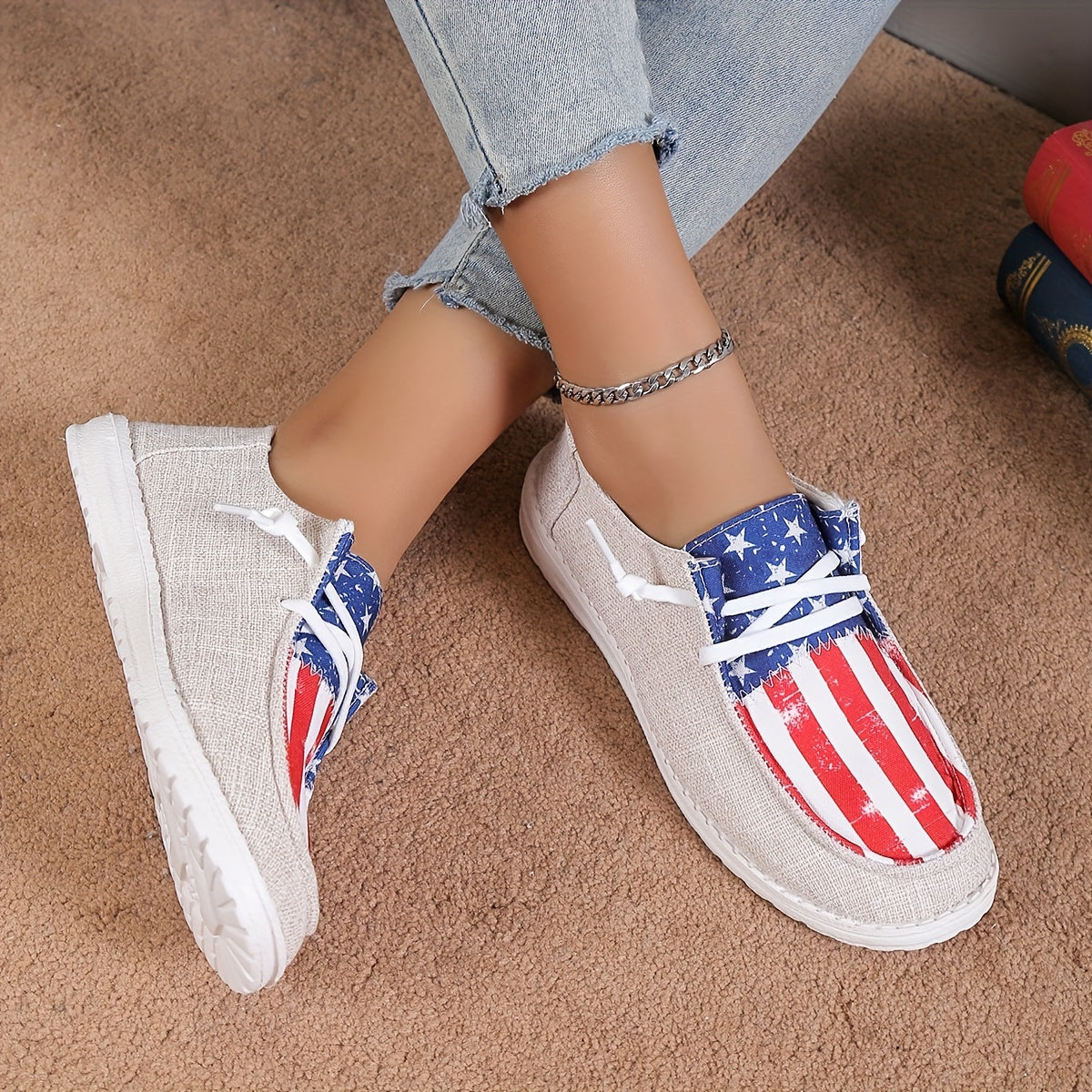 Women's Star & Striped Splicing Sneakers 4th Of July Shoes