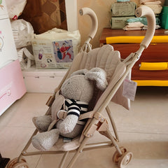 Yellow Doll Stroller with Storage Bag - Foldable Iron Construction Toy