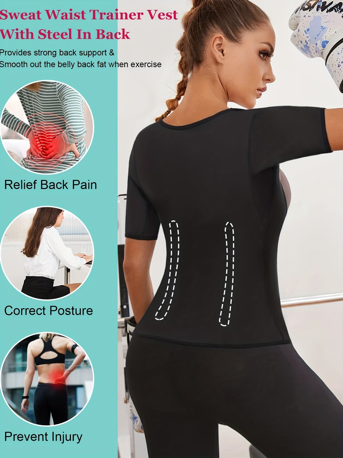 Sauna Body Shaper Sweat Sleeves Waist Trainer Top Women's Activewear