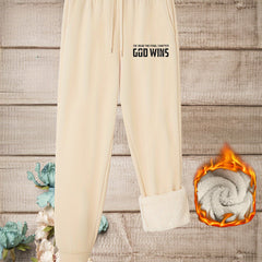  Women's Slogan Print Fleece Trousers