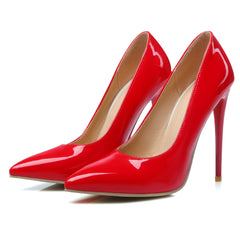 Women's Red Pointed Toe High Heels Slip On Stiletto Heels