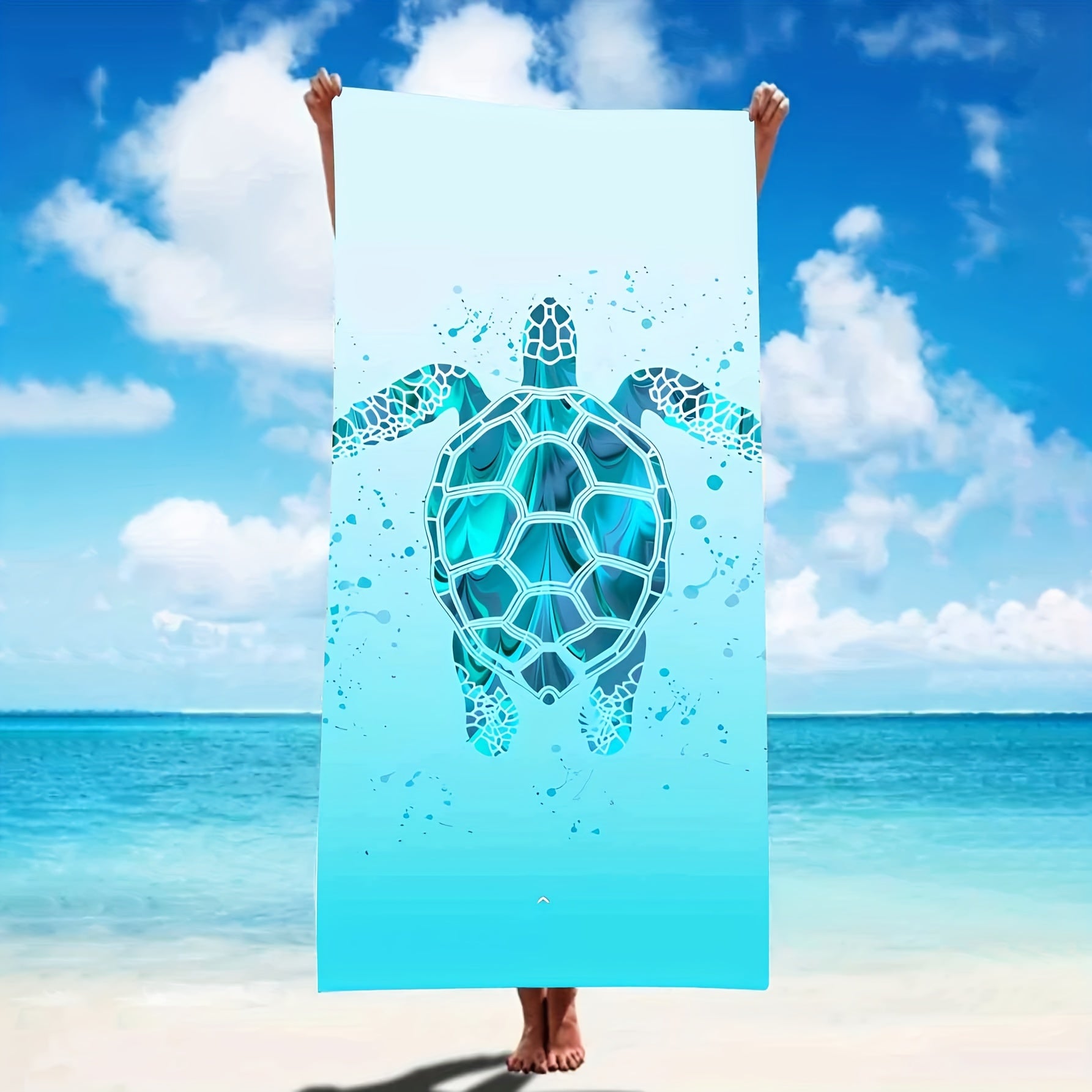Minimalist Sea Turtle Graphic Oversized Beach Towel Quick Dry Water Absorbent