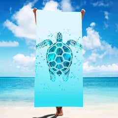 Minimalist Sea Turtle Graphic Oversized Beach Towel Quick Dry Water Absorbent