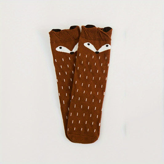 Cute Fox High Socks for Kids - Elastic and Breathable Leg Warmers