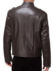 Men's PU Biker Jacket Zip Up Lapel Faux Leather Jacket