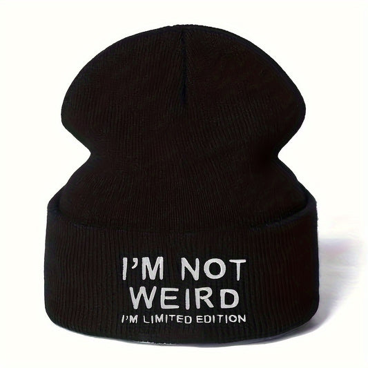 Y2K Gothic I'M NOT WEIRD Knitted Beanie Hat for Outdoor Activities