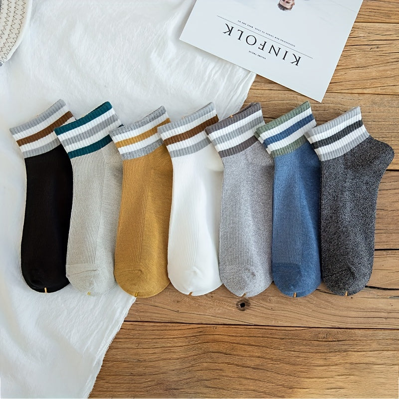 Retro Striped Crew Socks Men's Stockings All Seasons Outdoor Wear
